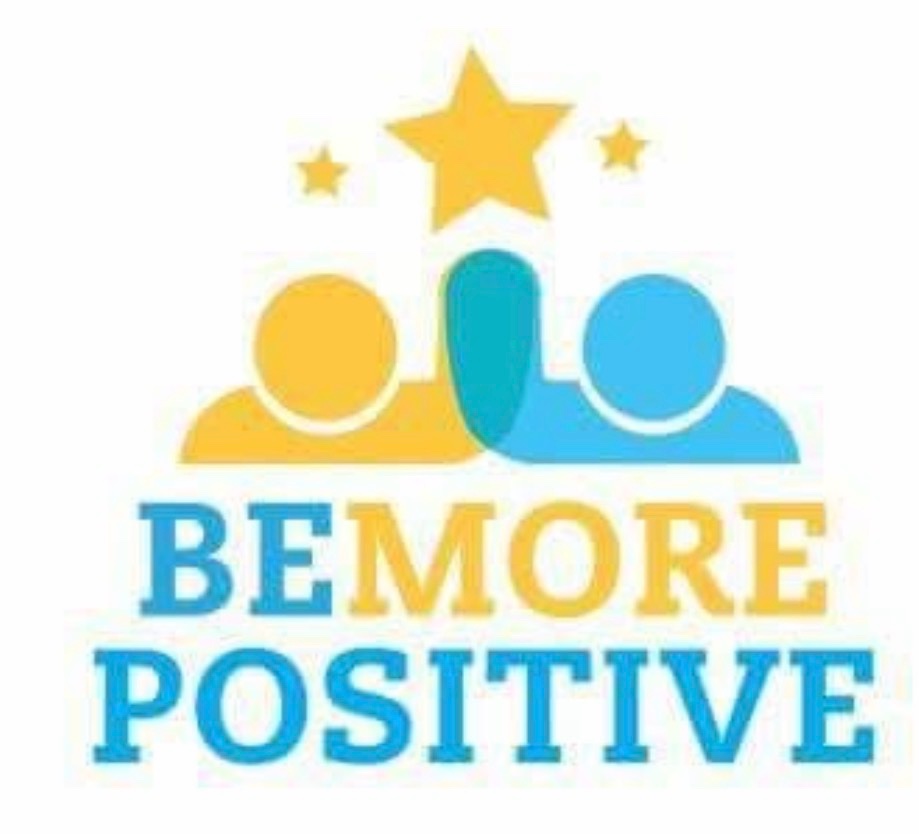 Be More Positive mark: two figures reaching toward stars above the words Be More Positive