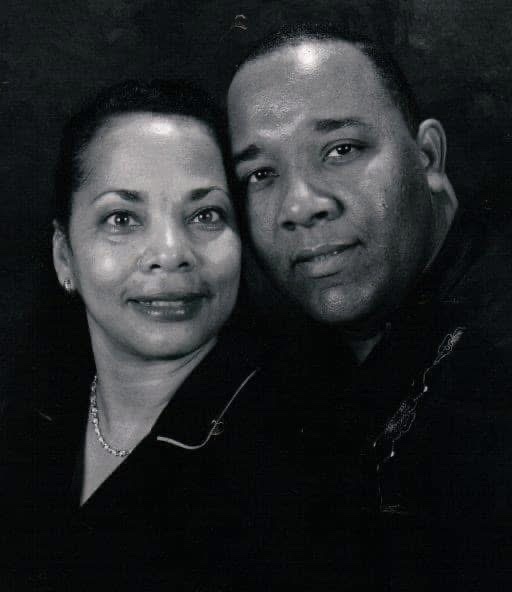 Black-and-white portrait of the late Rev. John Stewart with his wife